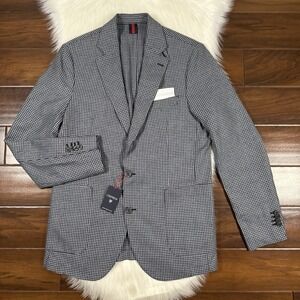 Cremieux Moon Fabric Houndstooth Blazer Jacket Size Medium Wool Cotton Cashmere